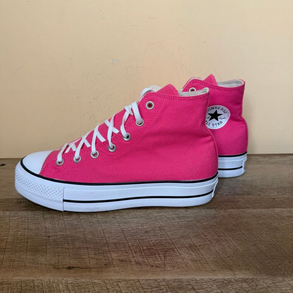 Converse Shoes Womens 10.5 CTAS Lift Platform High Top Sneakers hot pink - Picture 5 of 9